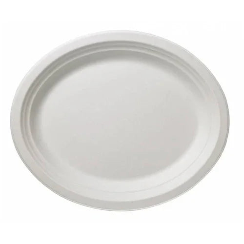 Leone Q2014 Biodegradable Oval Disposable Plate, 10-1/4 in x 7-1/2 in