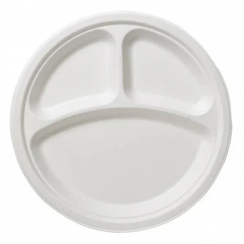 Leone Q2016 Disposable Plate 10-1/4 in dia round with 3 compartments