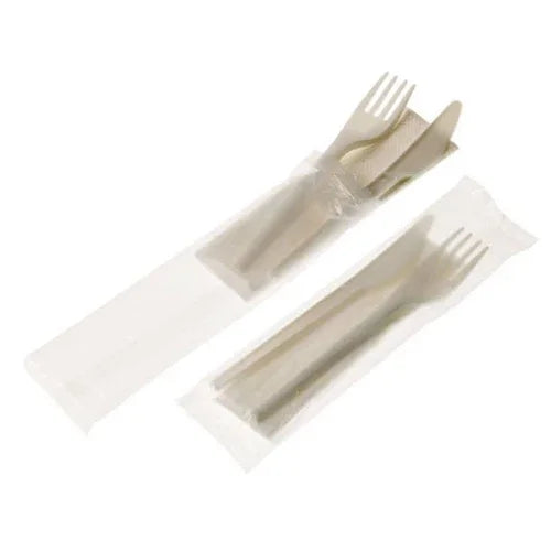 Leone Q2048.S Disposable Cutlery Set with Dinner Knife and Fork