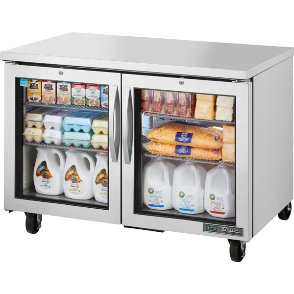 True TUC-48G-HC~FGD01 | 48" 2-Glass Door Undercounter Refrigerator  14 cu. ft.