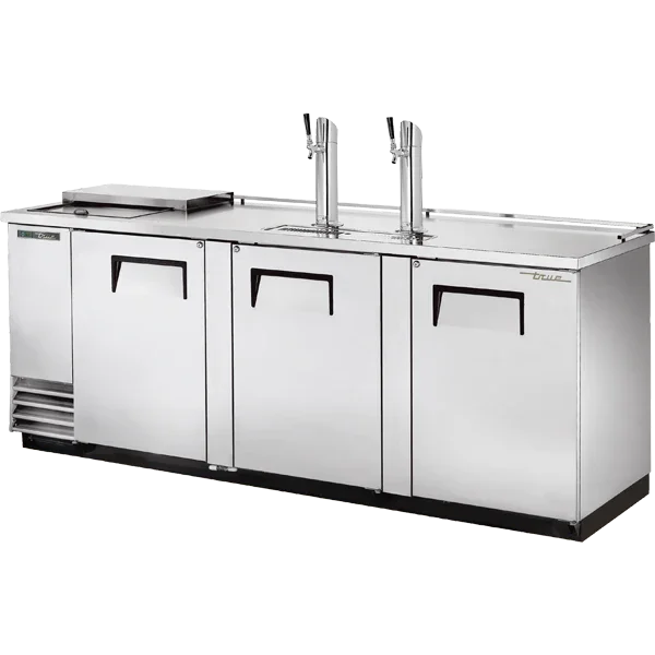 True TDD-4CT-S-HC | 90" Stainless Steel Club Top Direct Draw Beer Dispenser | 2 Taps | 3 Solid Swing Doors | 32.8 cu. ft.