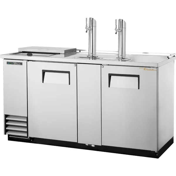 True TDD-3CT-S-HC | 69" Stainless Steel Club Top Direct Draw Beer Dispenser | 2 Taps | 2 Solid Swing Doors | 24.4 cu. ft.