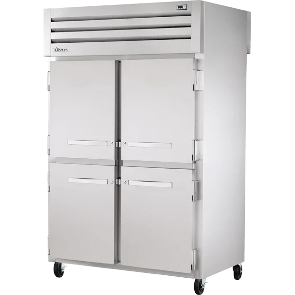 True STG2RPT-4HS-2G-HC | SPEC SERIES® | 53" 4-Solid Door Pass-Thru Refrigerator  Glass Rear Doors  Stainless Steel & Aluminum