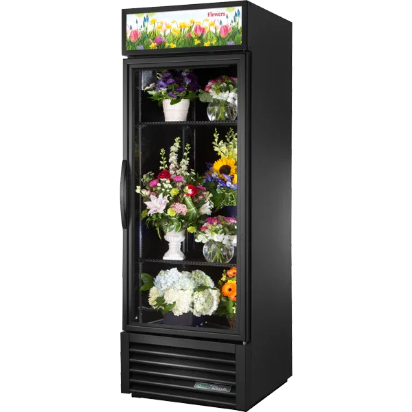 True GDM-23FC-HC~TSL01 | 27" Black 1-Glass Door Refrigerated Floral Case  Bottom Mounted  20.8 cu. ft.