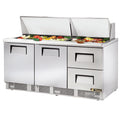 True TFP-72-30M-D-2 Sandwich/Salad Unit, three-section, rear mounted self-contained refrigeration, s
