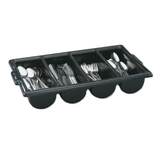Vollrath 52653 | Cutlery Dispenser Box | Plastic 4 Compartment Black 21.625"x11.875"x3.75"