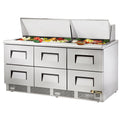 True TFP-72-30M-D-6 Sandwich/Salad Unit, three-section, rear mounted self-contained refrigeration, s