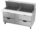 Beverage Air SPED60HC-24M-4 Mega Top Refrigerated Counter, two-section, 60 in W, 16.0 cu. ft. capacity, (4)