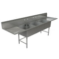 Tarrison TA-CDS324LR-KIT Sink, 3-compartment, 120 in W x 30 in D x 45 in H overall size, (3) 24 in W x 24