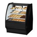 True TGM-DC-36-SC/SC-S-S Glass Merchandiser, dry, non-refrigerated, 36-1/4 in W, with fixed curved glass
