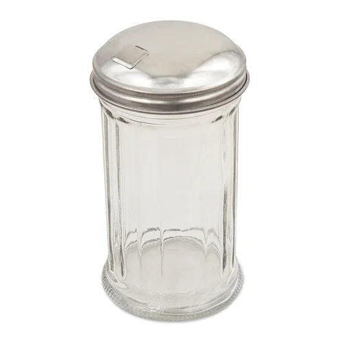 Browne 575193 Sugar Pourer, 12 oz., 3 in  dia. x 5-3/5 in H, self-closing side spout, fluted,