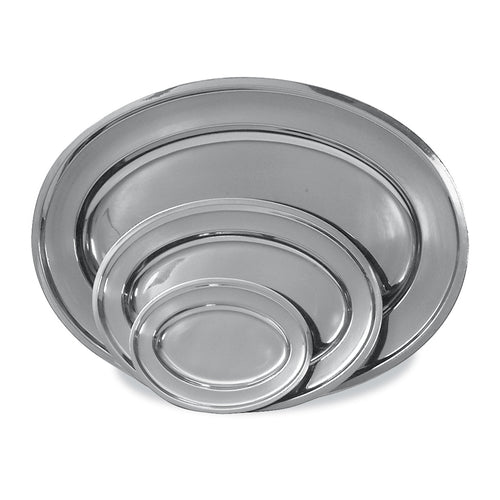 Browne 574180 Platter, 10 in  x 7-3/10 in , oval, rolled edge, dishwasher safe, stainless stee