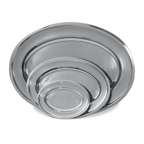 Browne 574180 Platter, 10 in  x 7-3/10 in , oval, rolled edge, dishwasher safe, stainless stee