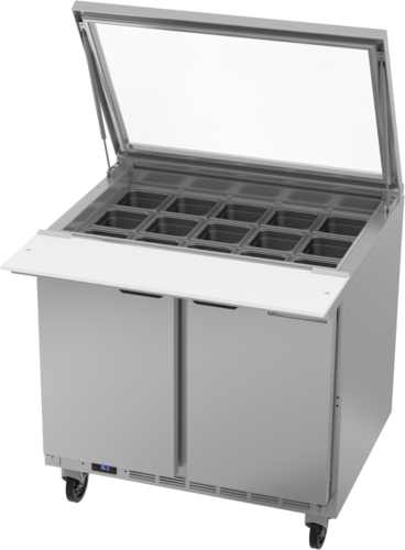 Beverage Air SPE36HC-15M-STL Mega Top Refrigerated Counter, with see thru-lids, two-section, 36 in W, 10.01 c