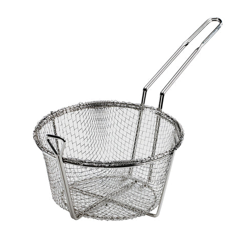 Browne 79100 Fry Basket, 9-1/2 in  dia. x 5-1/8 in H, medium mesh, wire frame, nickel-plated