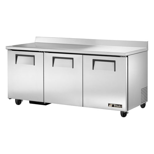 True TWT-72-HC Work Top Refrigerator, three-section, rear mounted self-contained refrigeration,