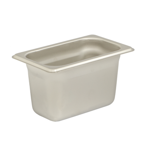 Browne 22196 Steam Table Pan, 1/9 size, 1.1 qt., 6-7/8 in L x 4-1/4 in W x 6 in  deep, solid,