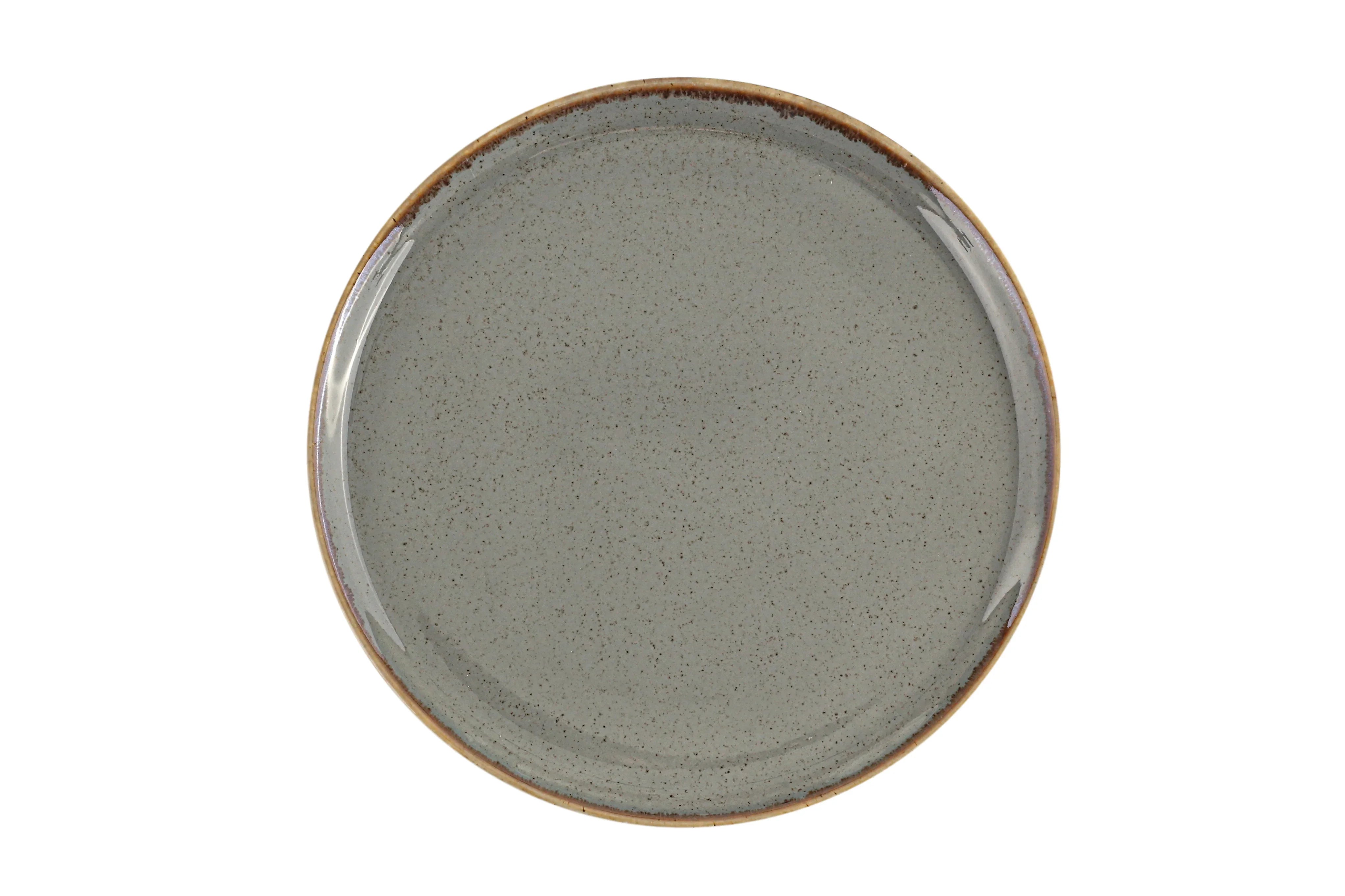 Porland 04ALM002446 Round Ceramic Plate 28cm in Dark Grey, Case of 6