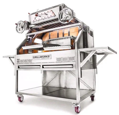 GRILLWORKS GWI42 BLANCO CAP Wood-Fired and Charcoal Grill with Adjustable Grates