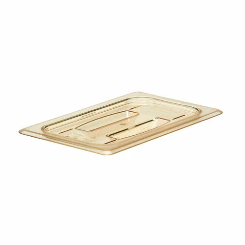 Cambro 40HPCH150 | H-Pan Cover | 1/4 Size Flat Handle Amber Non-Stick