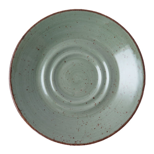 Continental 51RUS010-05 Saucer, 6-1/2 in  dia., double-well, round, Rustics by Continental, green (for L