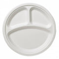 Leone Q2016 Disposable Plate, 10-1/4 in  dia. (26 cm), round, with (3) compartments, biodegr