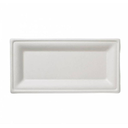 Leone Q2019 Disposable Plate, 9-6/7 in  x 5-1/9 in  (25 x 13 cm), rectangular, biodegradable