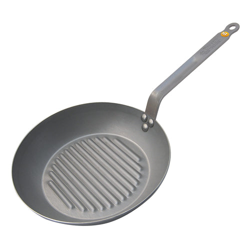 Browne 77561326 de Buyer Mineral B Element Grill Pan, 10-1/4 in  dia., round, riveted handle, in