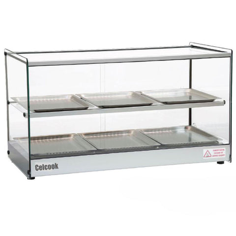 Celcook CHD-33ERA Heated Display Case, countertop, full service, straight glass front, (1) interme