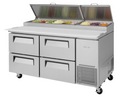 Turbo Air TPR-67SD-D4-N Super Deluxe Pizza Prep Table, two-section, 20.0 cu. ft., 67 in W x 32-1/4 in D