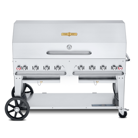Crown Verity CV-MCB-60-1RDP-NG Mobile Outdoor Charbroiler, Natural gas, 58 in  x 21 in  grill area, 8 burners,