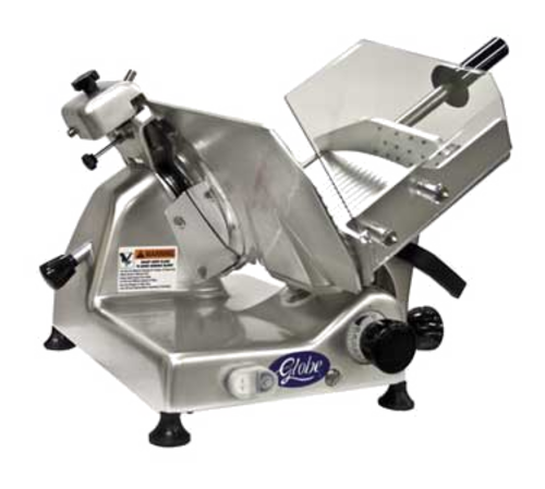 Globe G14-Q Food Slicer, manual, 14 in  diameter knife, extended chute and end weight accomm