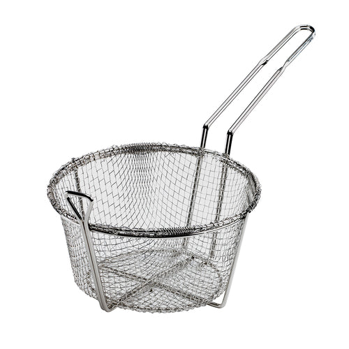 Browne 79120 Fry Basket, 11-1/2 in  dia. x 5-1/2 in H, medium mesh, wire frame, nickel-plated