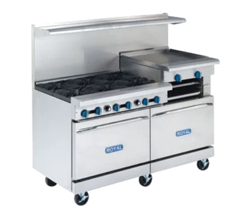ROYAL RANGE RR-6RG24 60-Inch Gas Restaurant Range with 30,000 BTU Burners