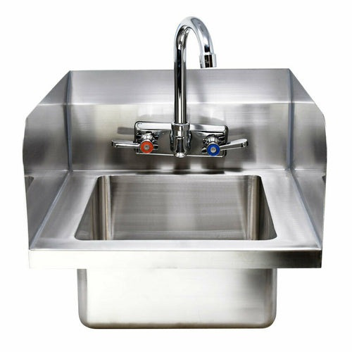 Omcan 44586 (44586) Hand Sink, 10 in  x 14 in  x 5 in  bowl, 4 in  low lead gooseneck faucet