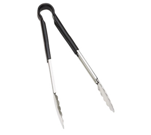 Browne 5511BK Tongs, 9 in L, one-piece, 1.0 mm thickness, stainless steel with PVC coating, bl