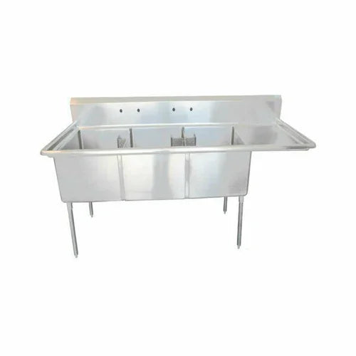 EFI SI818-3RC | Versa Steel | Three Compartment Prep Sink with Right Drainboard