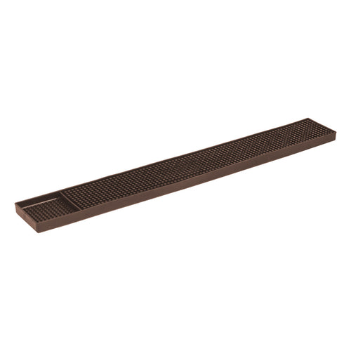 Browne 57486612 Bar Drainer/Mat, 24 in L x 3 in W, rectangular, well at one end, rubber, brown