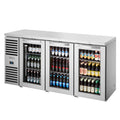 True TBR72-RISZ1-L-S-GGG-1 Refrigerated Back Bar Cooler, three-section, 72 in W, (125) 6-pack cans or (78)