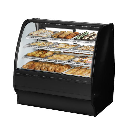 True TGM-DC-48-SC/SC-S-W Glass Merchandiser, dry, non-refrigerated, 48-1/4 in W, with fixed curved glass