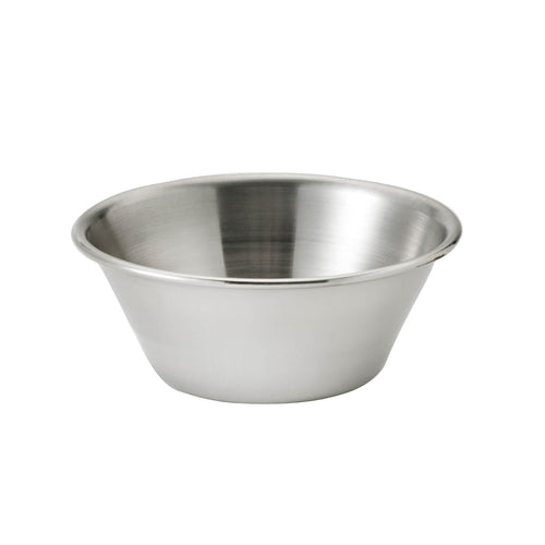 Browne 515057 Sauce Cup, 4 oz., 3-1/5 in  dia., round, rolled edge, stainless steel, satin fin
