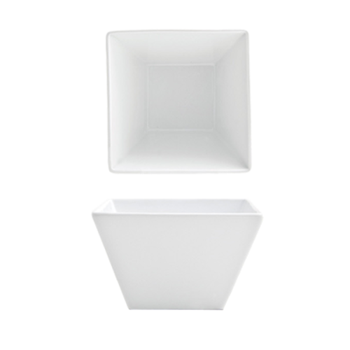 Front Of The House DBO085WHP22 Kyoto Bowl, 16 oz., 5 in  x 5 in  x 3 in , tall, square, linear design, porcelai