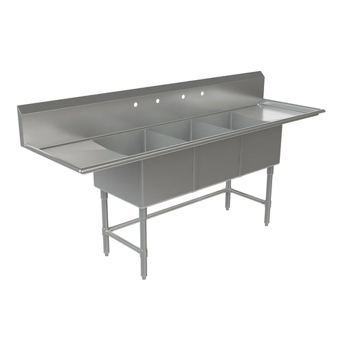 Tarrison TA-PS31620LR-Kit Sink, 3-compartment, 84-3/4 in W x 26 in W x 46 in H overall size, (3) 16 in W x