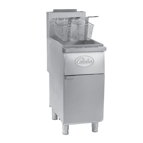 Globe GFF35G Floor Fryer, natural gas, 35 lbs. oil capacity, high-limit thermostat with auto
