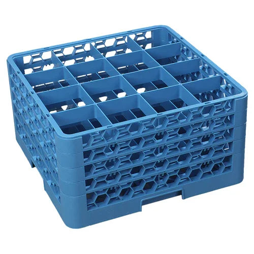 Carlisle RG16-414 | OptiClean Dishwasher Glass Rack 16 Compartments Blue