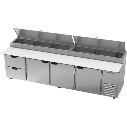 Beverage Air DPD119HC-2 Pizza Top Refrigerated Counter, four-section, 119 in W, 42.2 cu. ft., (2) drawer