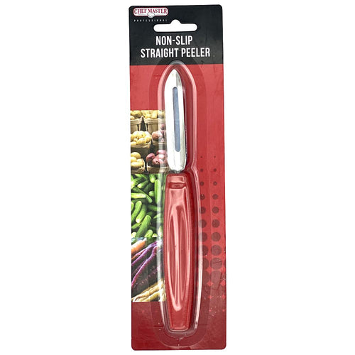 Chef Master 90237 Chef Master Straight Peeler, 2-3/4 in L, swivel stainless steel blade, built-in