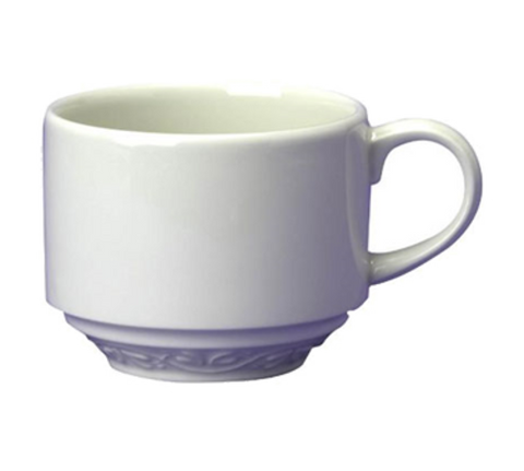 Churchill WT  TCT 1 Tea Cup, 7 oz., embossed, rolled edge, microwave & dishwasher safe, ceramic, eco