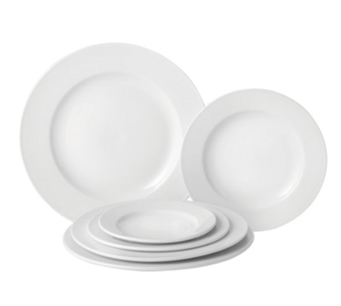 Pure White  PWE10027 Plate, 10-3/5 in  dia. (27 cm), round, wide rim, microwave & dishwasher safe, Pu