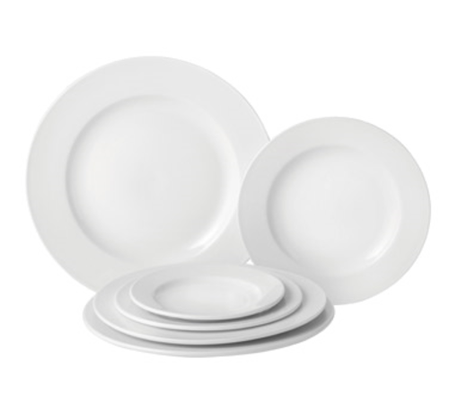 Pure White  PWE10027 Plate, 10-3/5 in  dia. (27 cm), round, wide rim, microwave & dishwasher safe, Pu